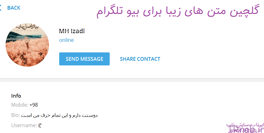 متن زیبا واسه بیوگرافی تلگرام